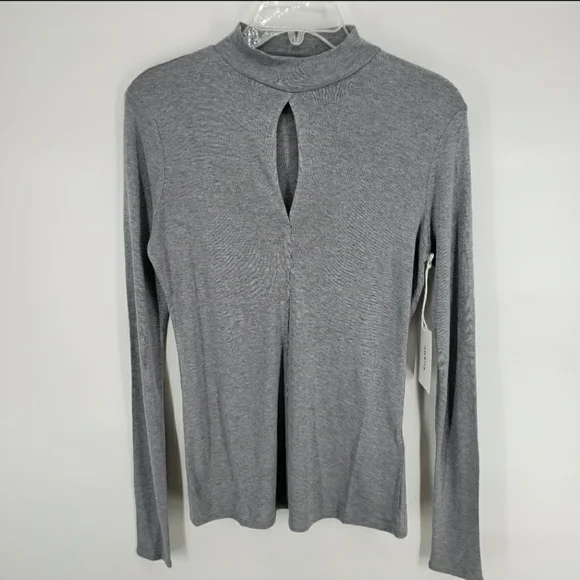 Frame 100% Silk Mock Neckline w/ Front Keyhole Long Sleeve Lightweight Sz L NWT - Picture 2 of 9